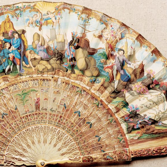 Folding Fan Depicting La Salle’s Expedition to Texas, mid-18th century